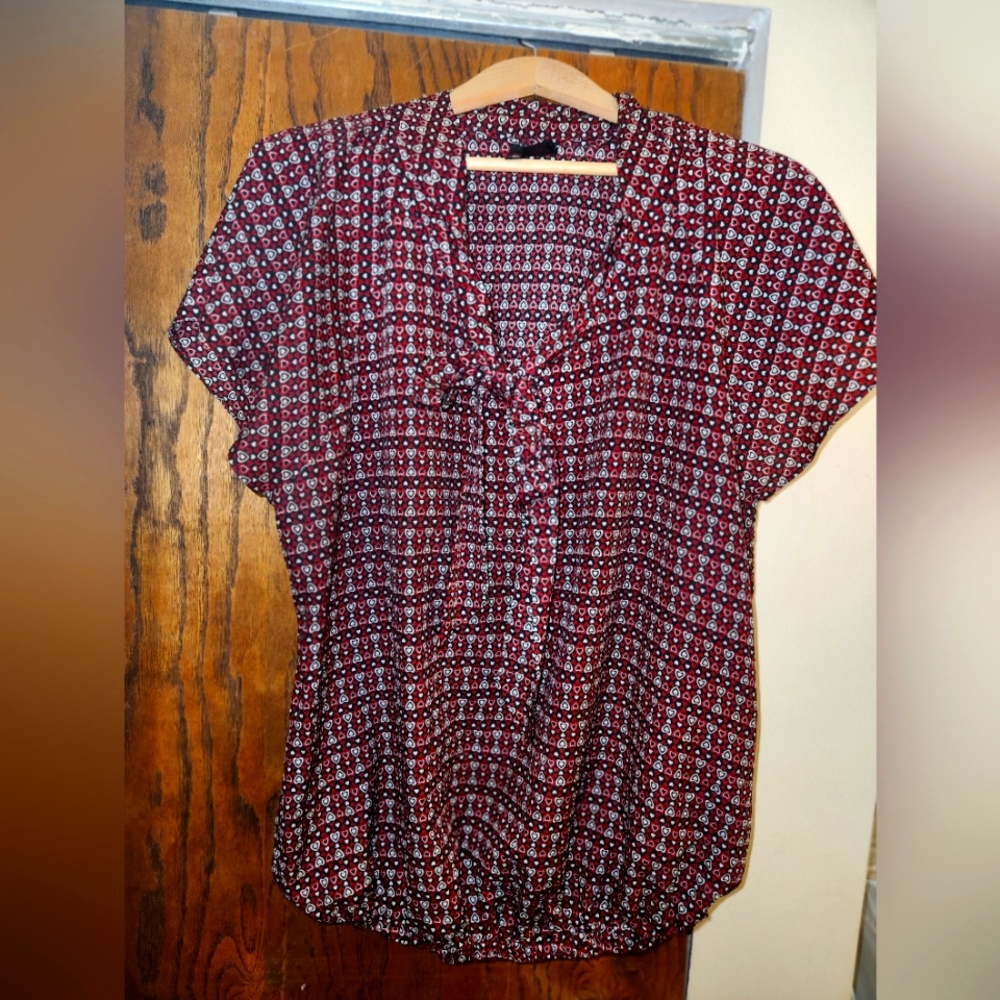 Retro chic short sleeve tie blouse